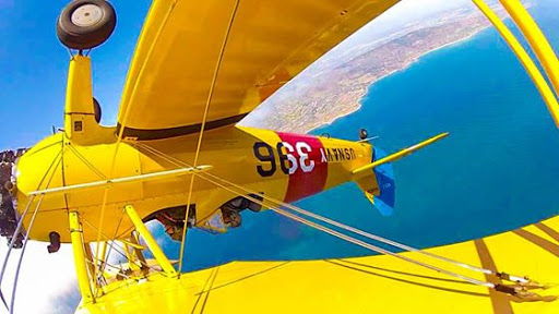 Image of BiplaneFun, Open Cockpit Airplane Flight Lessons above SoCal Coastline